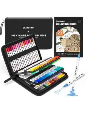 105 Color Dual Tip Brush Marker Set - Fine & Brush Tips, Portable Case